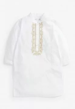 Next Kinder LONG LENGTH EMBROIDERED KURTA 3MTHS-7YRS - Langarmshirt - White