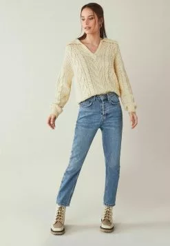 Next Damen COLLAR CABLE - Strickpullover - Off White