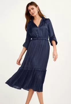 Next SATIN TIE NECK - Freizeitkleid - Dark Blue | Damen