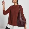 Next Damen HI NECK HEM LAYER STITCH DETAIL - Strickpullover - Dark Brown