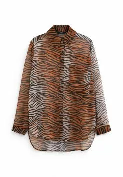 Next Damen SHEER LONGLINE - Hemdbluse - Brown Animal -Next Großes Kaufhaus 49e3146ec204434c83407d75ff63cf23