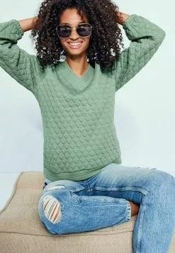 Next QUILTED V NECK - Sweatshirt - Green | Damen -Next Großes Kaufhaus 5069821786f24597943d423c9f70bc46