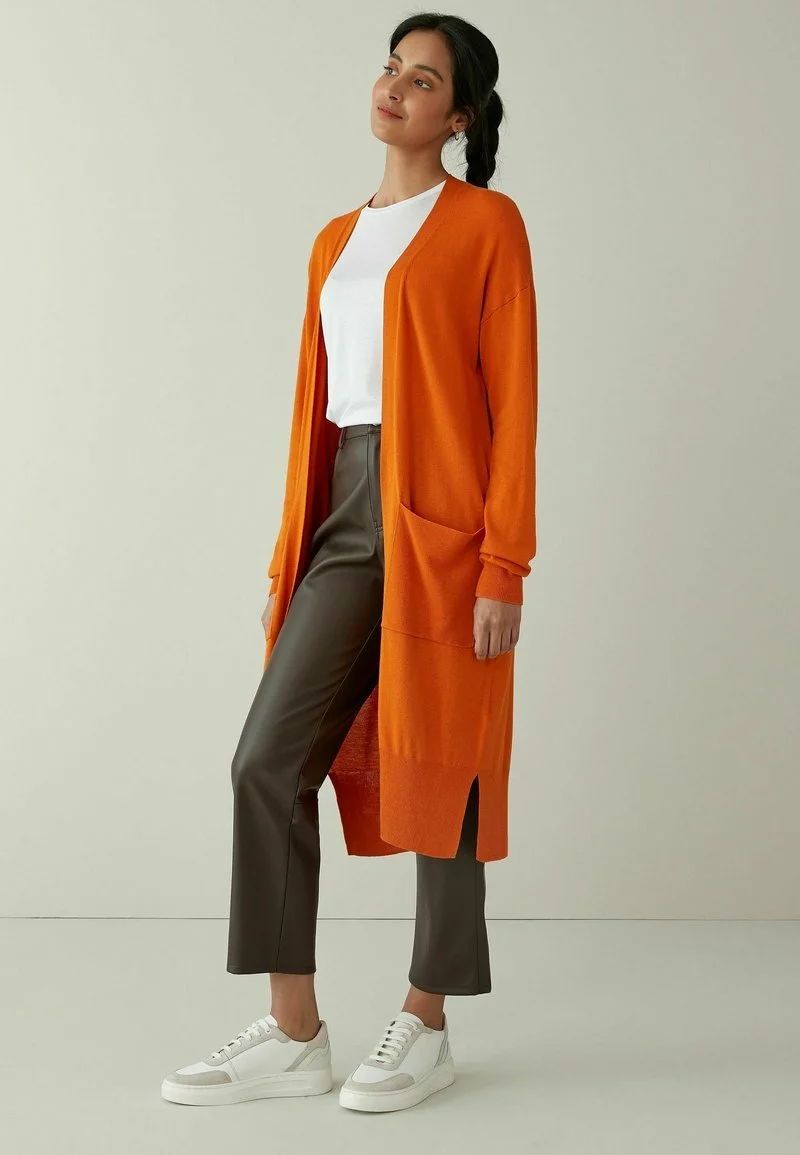 Next Damen LONGLINE - Strickjacke - Ochre 1 Next Damen LONGLINE - Strickjacke - Ochre