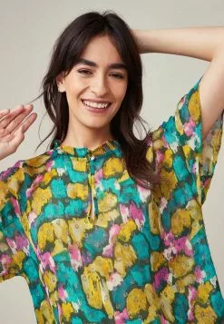 Next Damen SPARKLE SHORT SLEEVE RUFFLE - Bluse - Black Floral -Next Großes Kaufhaus 52347f75273440e9aeead81c1e180b18