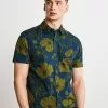 Next Herren SHORT SLEEVE - Hemd - Navy Blue Green Floral