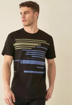 Next Herren GRAPHIC - T-Shirt Print - Black Lines