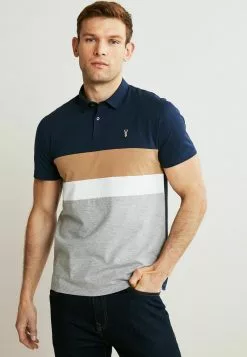 Next Herren CHEST BLOCK - Poloshirt - Navy Blue Grey
