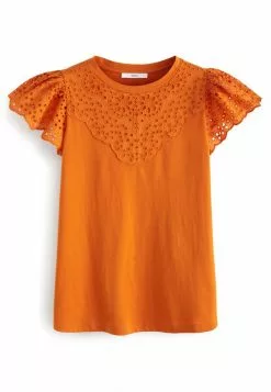 Next Damen FLUTE SLEEVE - T-Shirt Print - Orange -Next Großes Kaufhaus 559d6d149a9448d28f130a85eadb88a6