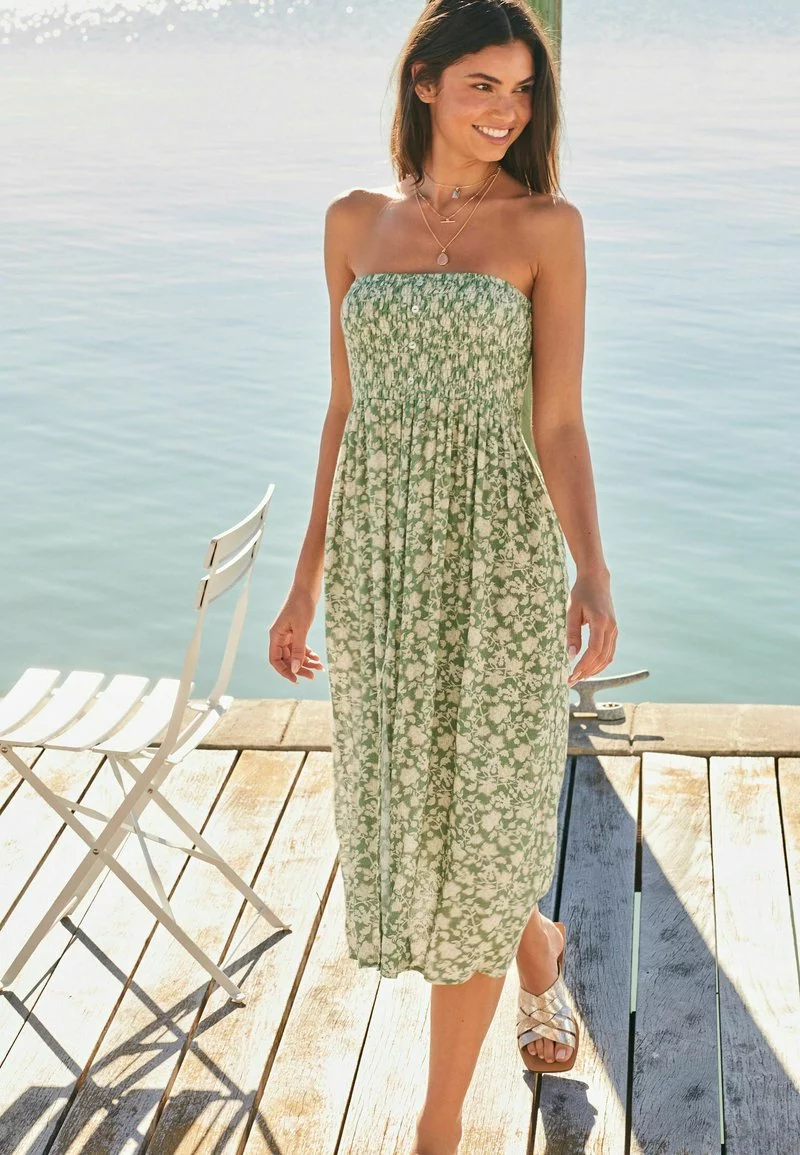 Next Damen SHIRRED BANDEAU - Freizeitkleid - Green Ditsy 1 Next Damen SHIRRED BANDEAU - Freizeitkleid - Green Ditsy