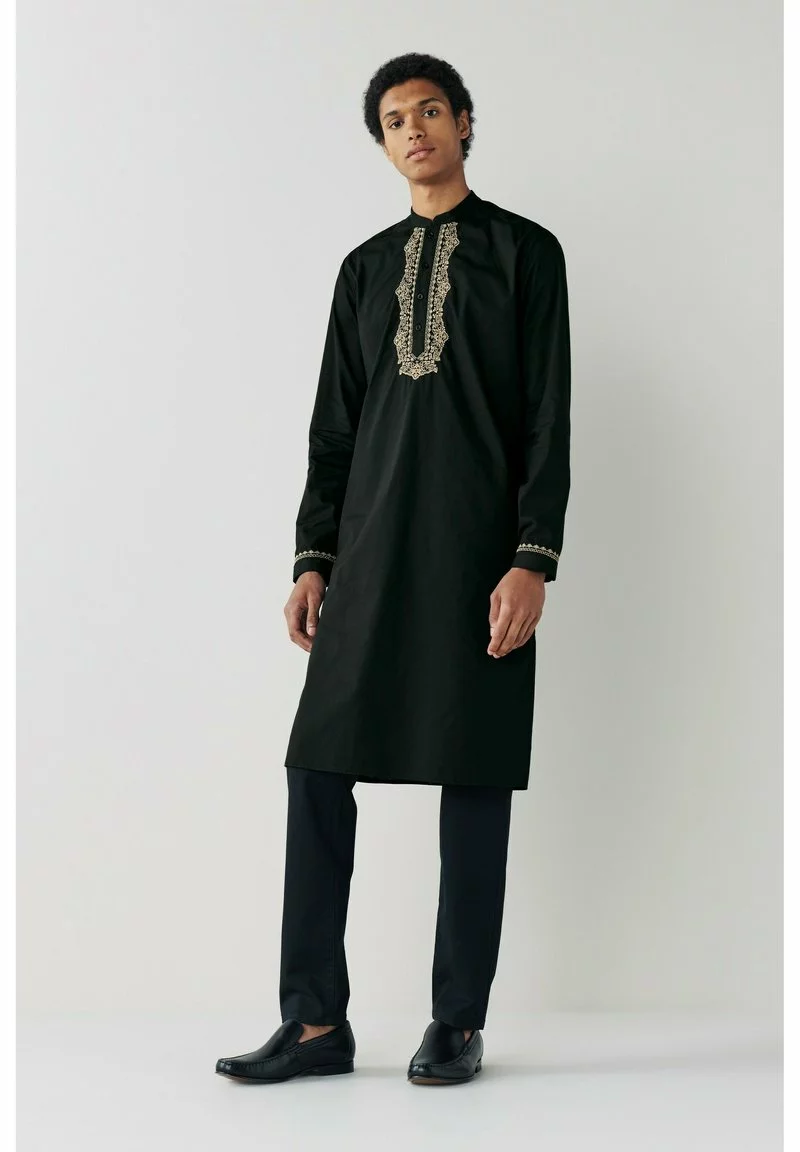 Next Herren EMBROIDERED LONG LENGTH KURTA - Hemd - Black 1 Next Herren EMBROIDERED LONG LENGTH KURTA - Hemd - Black