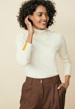 Next SPLIT ROLL NECK - Strickpullover - White | Damen