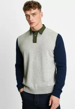 Next Herren COLOURBLOCK RUGBY - Poloshirt - Grey, Blue, Olive