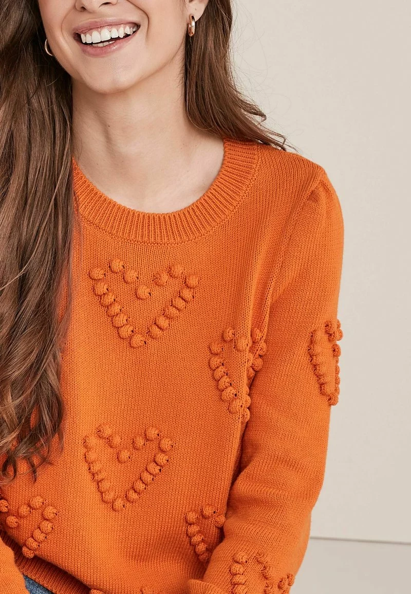 Next Damen POM POM HEART CREW NECK - Strickpullover - Orange 2 Next Damen POM POM HEART CREW NECK - Strickpullover - Orange – Bild 2