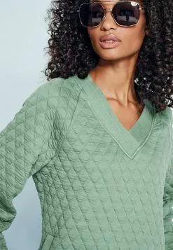 Next QUILTED V NECK - Sweatshirt - Green | Damen -Next Großes Kaufhaus 5caacc270c224b8fb96217d2cfa4e23b