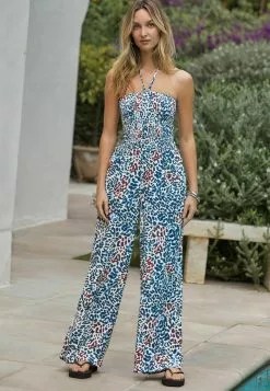 Next Damen SHIRRED BANDEAU - Jumpsuit - Blue Animal