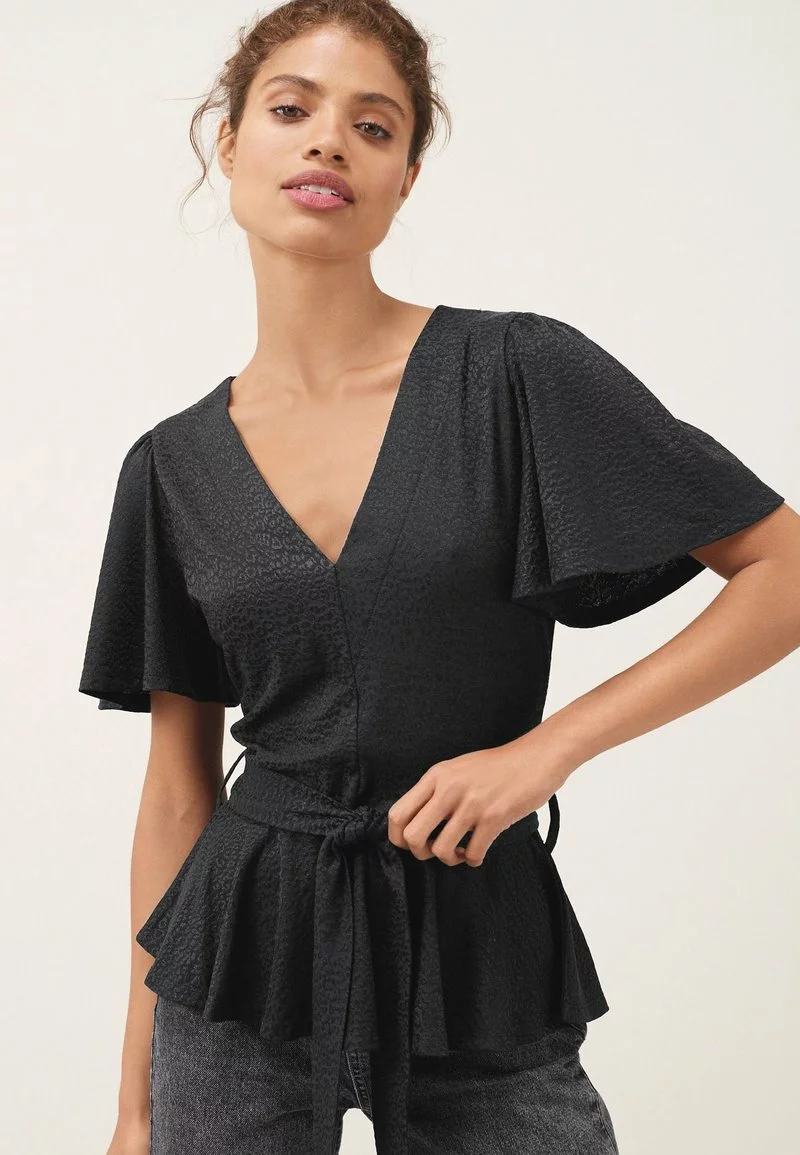 Next Damen V-NECK BALLET TOP - Bluse - Black 1 Next Damen V-NECK BALLET TOP - Bluse - Black
