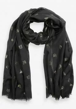 Next Damen FOIL DOG PRINT LIGHT WEIGHT - Schal - Black