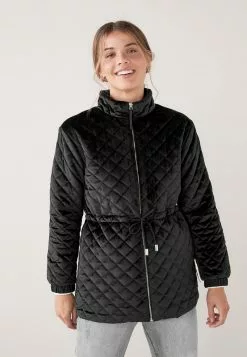 Next Damen QUILTED TIE FRONT - Kurzmantel - Black