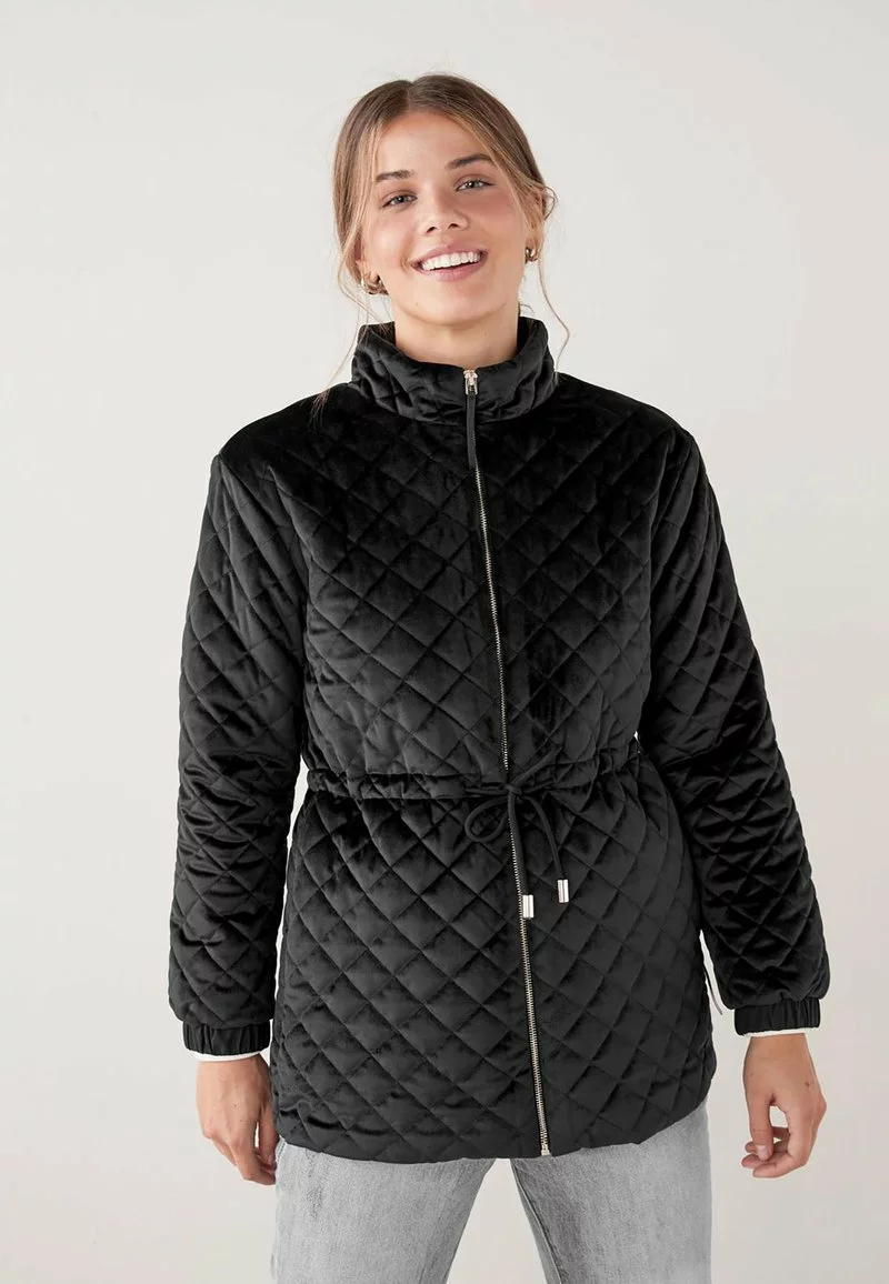 Next Damen QUILTED TIE FRONT - Kurzmantel - Black 1 Next Damen QUILTED TIE FRONT - Kurzmantel - Black