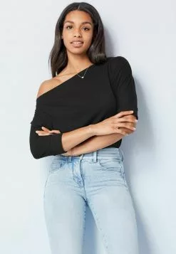 Next Damen SLOUCHY SHORT SLEEVE - Langarmshirt - Black