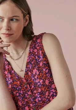 Next Damen Bluse - Pink Animal Print