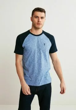 Next BLOCK - T-Shirt Print - Navy Blue Raglan | Herren