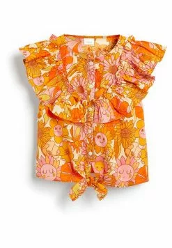 Next Kinder TIE FRONT FRILL - Bluse - Yellow