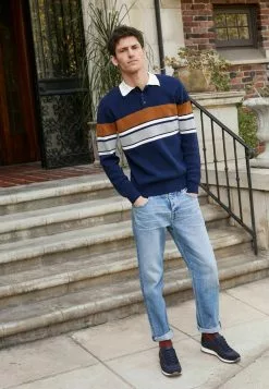 Next Herren COLOURBLOCK RUGBY - Strickpullover - Navy