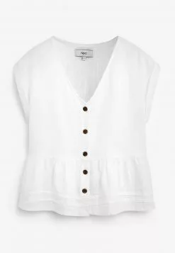 Next Damen BUTTON THROUGH TOP - Bluse - White