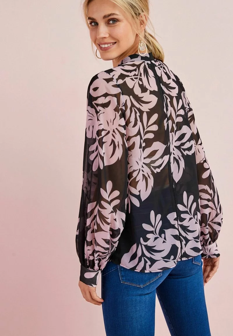 Next Damen TRIM DETAIL - Hemdbluse - Black/pink Floral 4 Next Damen TRIM DETAIL - Hemdbluse - Black/pink Floral – Bild 4