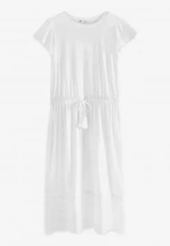 Next Damen BRODERIE TRIM SHORT SLEEVE MINI - Freizeitkleid - White -Next Großes Kaufhaus 6fe24611b1944a1b9f3bb59e4d9efe76
