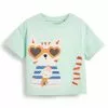 Next Kinder T-Shirt Print - Mint Green Cat