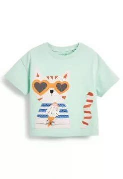 Next Kinder T-Shirt Print - Mint Green Cat