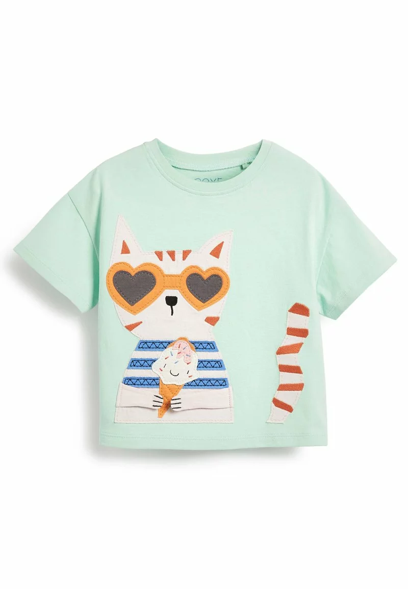 Next Kinder T-Shirt Print - Mint Green Cat 1 Next Kinder T-Shirt Print - Mint Green Cat