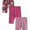 Next Kinder 3 PACK - Leggings - Hosen - Berry Red Geo Flower Print