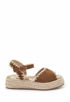 Next Kinder Riemensandalette - Tan Brown Leather Embroidered