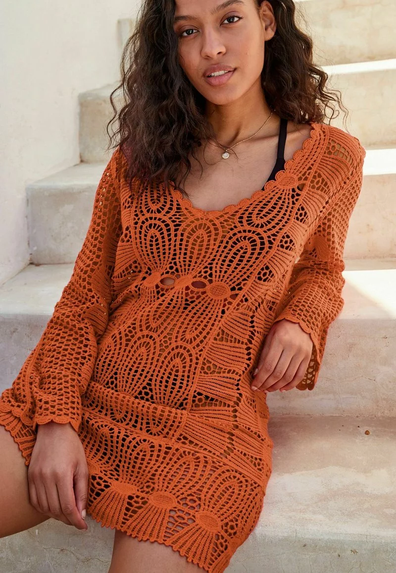 Next LONG SLEEVED CROCHET - Freizeitkleid - Rust Brown | Damen 4 Next LONG SLEEVED CROCHET - Freizeitkleid - Rust Brown | Damen – Bild 4