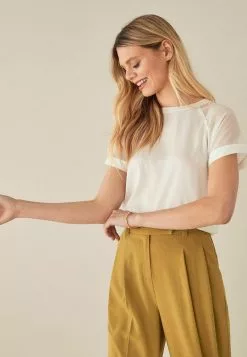 Next Damen SHORT SLEEVE RAGLAN - Bluse - Off White