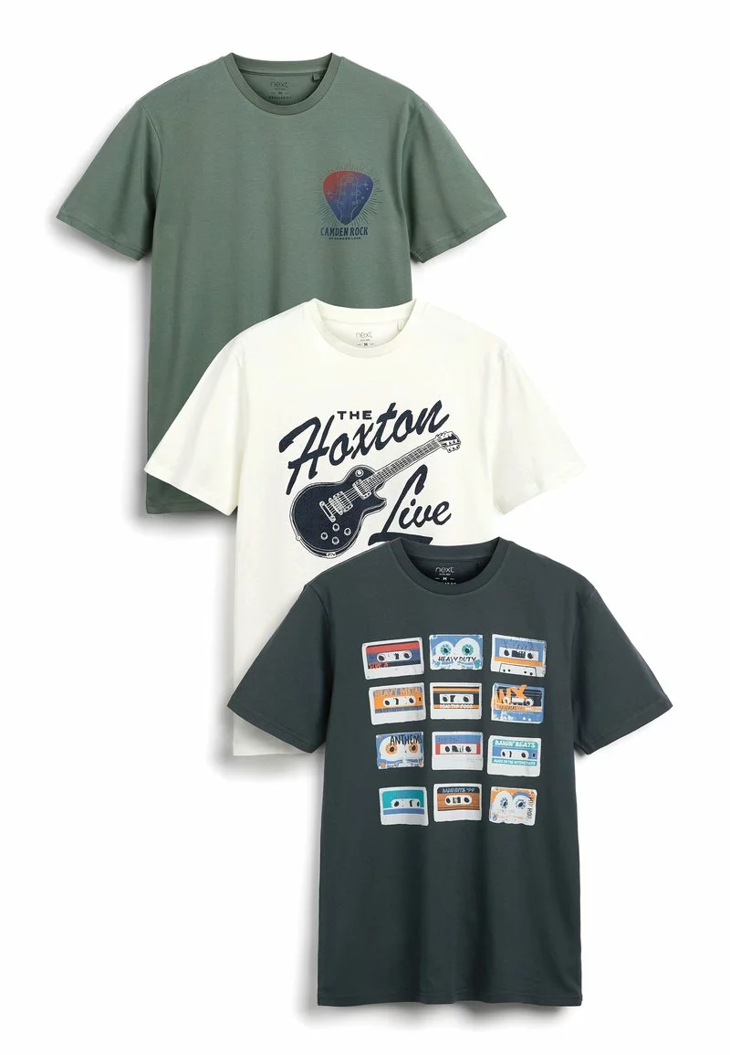 Next Herren 3 PACK - T-Shirt Print - Mottled Black 5 Next Herren 3 PACK - T-Shirt Print - Mottled Black – Bild 5