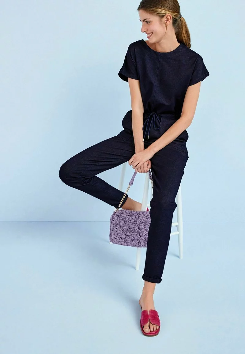 Next Damen TIE WAIST SHORT SLEEVE - Jumpsuit - Mid Blue 4 Next Damen TIE WAIST SHORT SLEEVE - Jumpsuit - Mid Blue – Bild 4