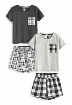 Next Damen SHORT SET - Pyjama - Grey /white Check