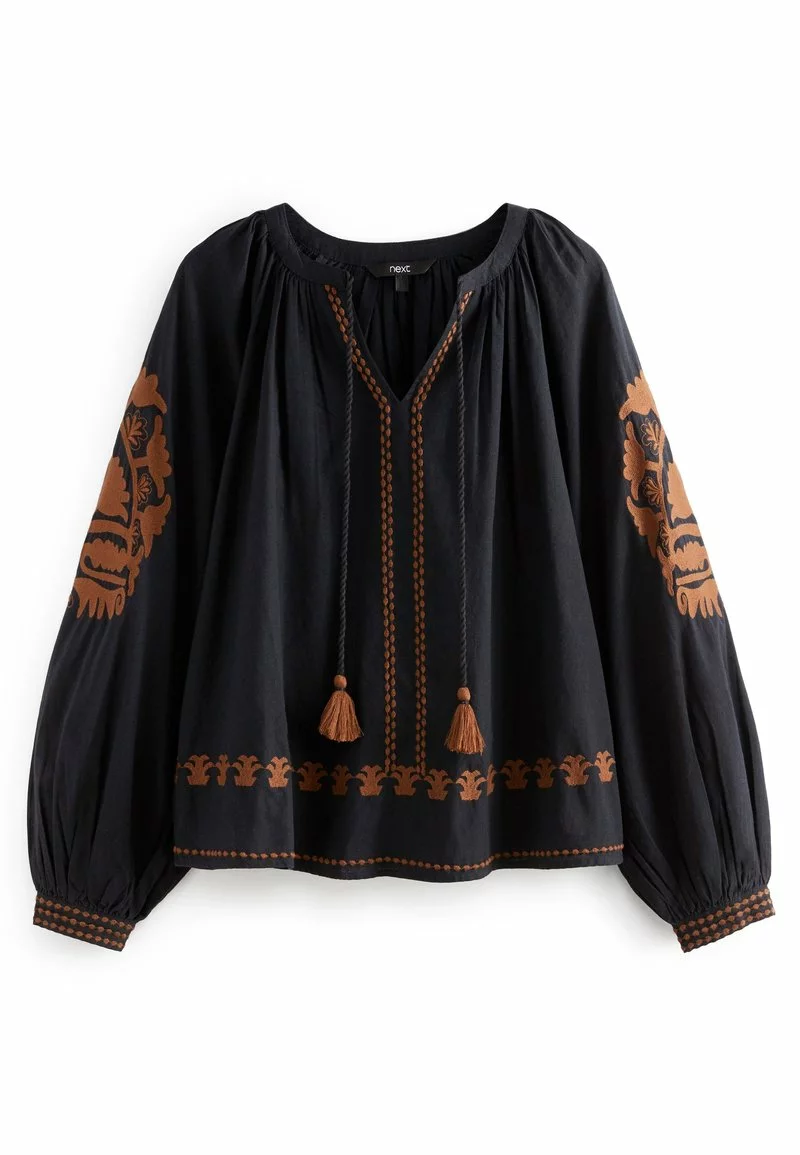 Next Damen TASSEL NECK DETAIL KAFTAN - Bluse - Black And Tan 5 Next Damen TASSEL NECK DETAIL KAFTAN - Bluse - Black And Tan – Bild 5