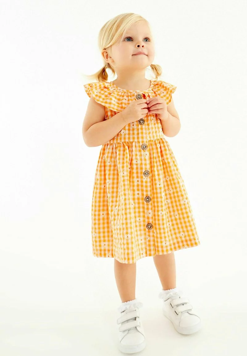 Next Kinder SLEEVELESS FRILL - Freizeitkleid - Yellow 1 Next Kinder SLEEVELESS FRILL - Freizeitkleid - Yellow