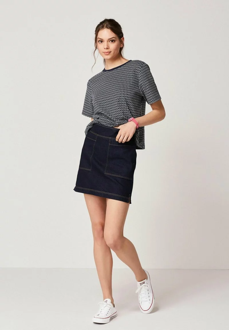 Next Damen JACQUARD - T-Shirt Print - Navy Blue Geo 1 Next Damen JACQUARD - T-Shirt Print - Navy Blue Geo