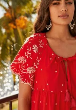 Next Damen SHORT SLEEVE BRODERIE MINI KAFTAN - Freizeitkleid - Red -Next Großes Kaufhaus 7bee95cebb614a0ea8f0f7351addf08c