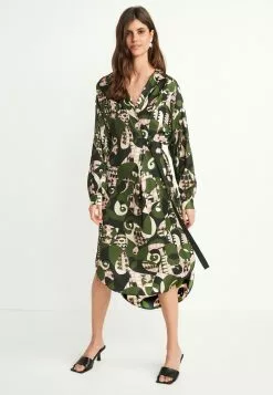 Next Damen Satin - Blusenkleid - Green