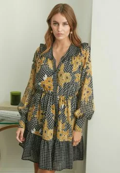 Next Damen CELIA BIRTWELL MINI TEA - Freizeitkleid - Black Spliced Print