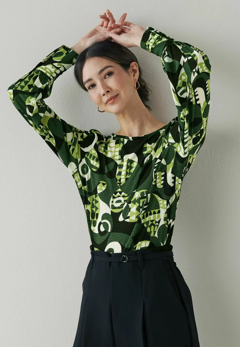 Next Damen CUFF - Bluse - Green Print 1 Next Damen CUFF - Bluse - Green Print