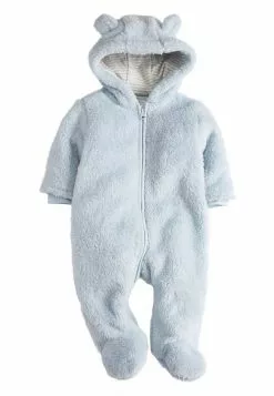 Next Kinder BLUE COSY FLEECE BEAR PRAMSUIT (0MTHS-2YRS) - Jumpsuit - Blue