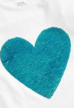 Next Kinder FLIPPY SEQUIN HEART - T-Shirt Print - White Blue -Next Großes Kaufhaus 8078cc80cfc74e588060c9cdeaf32675